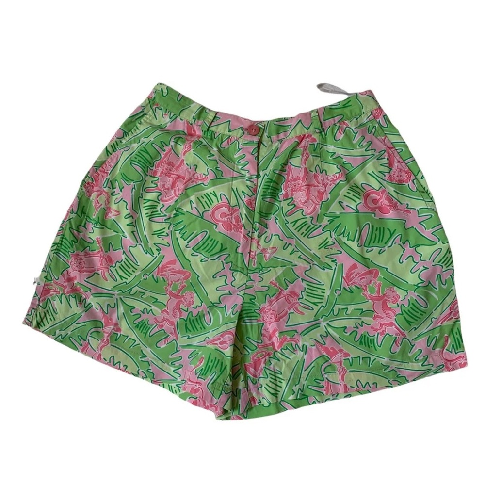 Lilly Pulitzer Vintage Womens Green Monkey Print High Waisted Shorts size 2